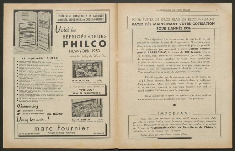 L'Automobile au Pays Picard. Revue de l'Automobile et du Tourisme. Organe officiel de l'Automobile-Club de Picardie et de l'Aisne, 374, janvier 1954