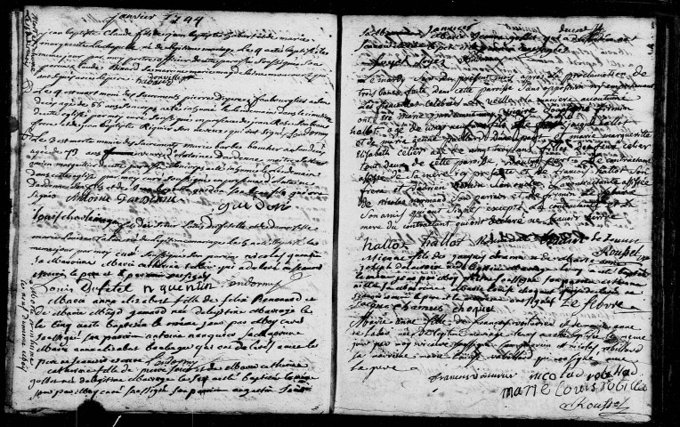 Amiens (Saint-Jacques) : baptêmes, mariages, sépultures (1744-1750)