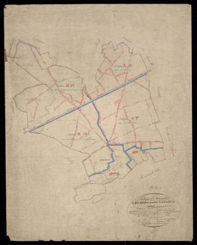 Plan du cadastre napoléonien - Ribemont-sur-Ancre (Ribemont) : tableau d'assemblage