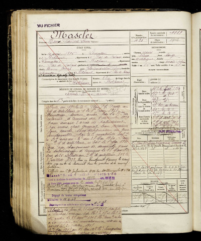 Masclet, Henri François Louis, né le 10 avril 1896 à Couture (La) (Pas-de-Calais), classe 1916, matricule n° 1119, Bureau de recrutement d'Amiens
