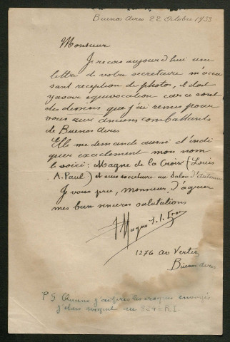 Témoignage de Magné de la Croix et correspondance avec Jacques Péricard