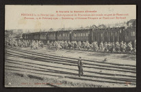 A TRAVERS LE SOMME DEVASTEE. PERONNE LE 15 FEVRIER 1920. EMBARQUEMENT DE PRISONNIERS ALLEMANDS EN GARE DE FLAMICOURT. PERONNE, 15TH FEBRUARY 1920. ENTRAINING OF GERMAN PRISONNERS AT FLAMICOURT RAILHEAD