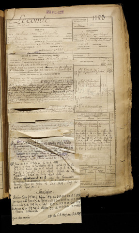 Lecomte, Michel, né le 26 mars 1897 à Abbeville (Somme), classe 1917, matricule n° 1123, Bureau de recrutement d'Abbeville