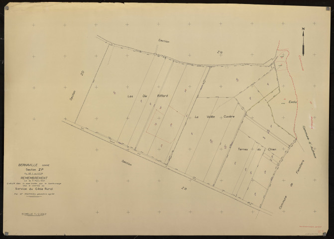 Plan du cadastre rénové - Bernaville : section ZP