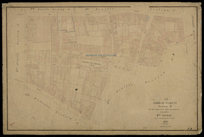 Plan du cadastre napoléonien - Amiens : Ouest de la Ville intra-muros (L'), J2