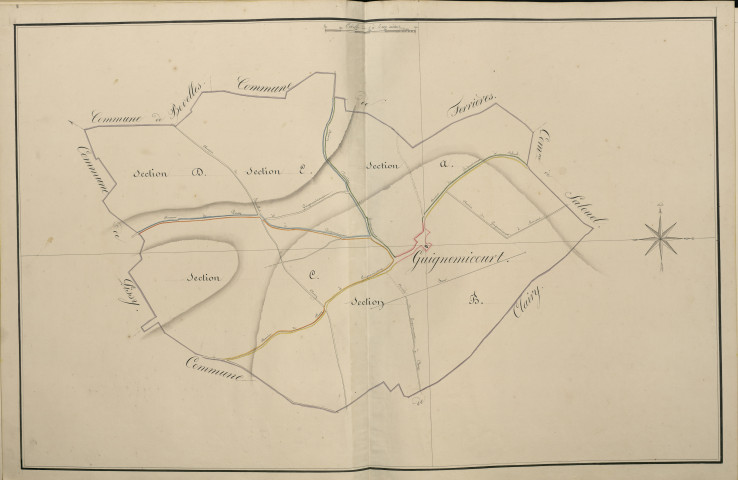 Plan du cadastre napoléonien - Atlas cantonal - Guignemicourt : tableau d'assemblage