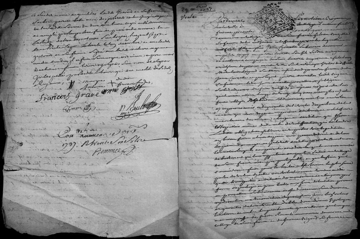 Etude de Me Grégoire Rault à Amiens (étude n°21). Minutes de l'année 1737