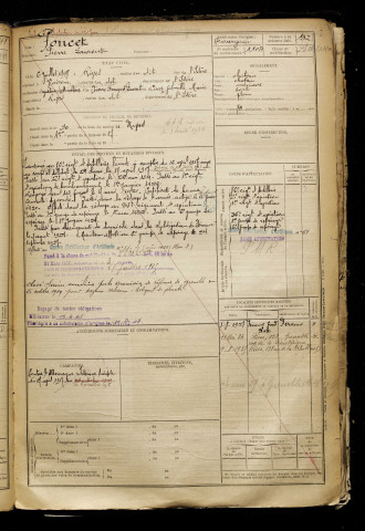 Foncet, Pierre Laurent, né le 06 juillet 1898 à Rives (Isère), classe 1918, matricule n° 1103, Bureau de recrutement de Péronne
