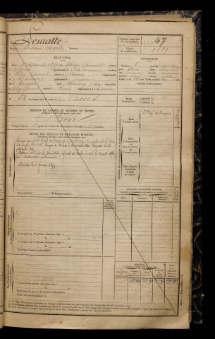 Lematte, Alcidonis Camille, né le 01 septembre 1869 à Thézy-Glimont (Somme), classe 1889, matricule n° 47, Bureau de recrutement d'Amiens