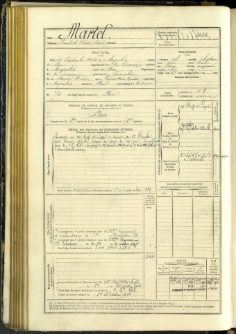 Martel, Lambert Désiré Irénée, né le 18 septembre 1864 à Argoules (Somme, France), classe 1884, matricule n° 1131, Bureau de recrutement d'Abbeville