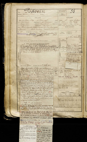 Podevin, Gaston Henri, né le 25 juin 1889 à Beauval (Somme), classe 1909, matricule n° 58, Bureau de recrutement d'Abbeville