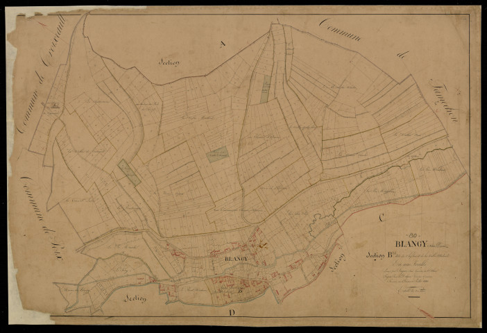 Plan du cadastre napoléonien - Blangy-sous-Poix (Blangy) : Chef-lieu (Le) ; Vallée Médard (La), B