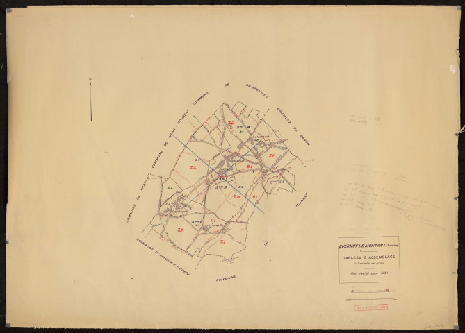 Plan du cadastre rénové - Quesnoy-le-Montant : tableau d'assemblage (TA)