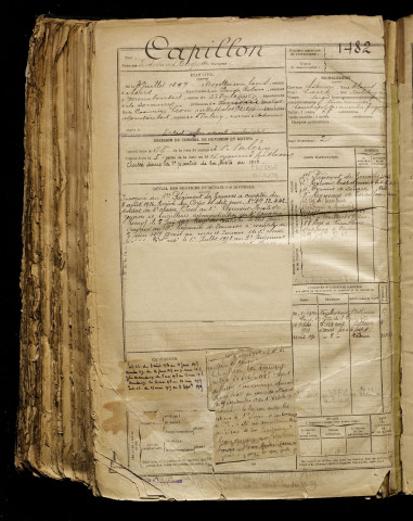 Capillon, Ferdinand Auguste, né le 03 juillet 1897 à Noyelles-sous-Lens (Pas-de-Calais), classe 1917, matricule n° 1482, Bureau de recrutement d'Abbeville