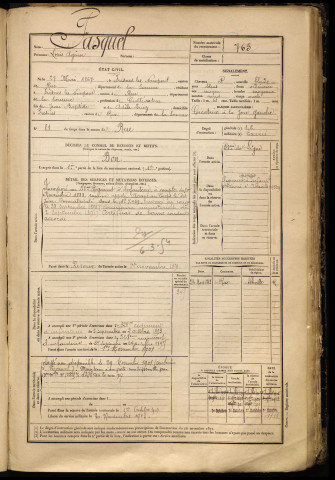 Fasquel, Louis Agénor, né le 27 mai 1867 à Nampont (Somme), classe 1887, matricule n° 765, Bureau de recrutement d'Abbeville