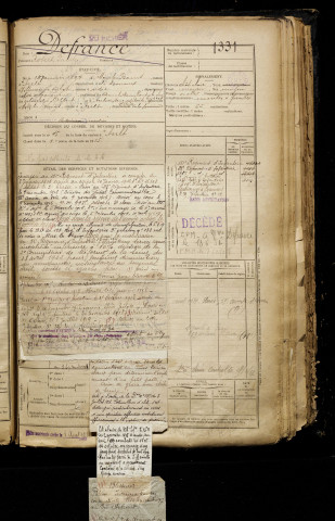 Defrance, Robert Paul, né le 18 janvier 1897 à Mers-les-Bains (Somme), classe 1917, matricule n° 1331, Bureau de recrutement d'Abbeville