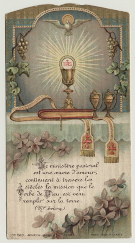 Le ministère pastoral est une oeuvre d'amour, continuant à travers les siècles la mission que le Verbe de Dieu est venu remplir sur la terre. L'Eucharistie