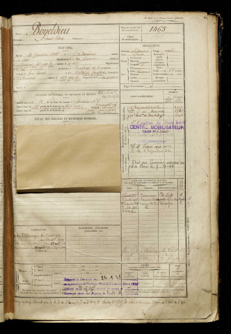 Boyeldieu, Louis Léon, né le 20 janvier 1895 à Amiens (Somme), classe 1915, matricule n° 1465, Bureau de recrutement d'Amiens