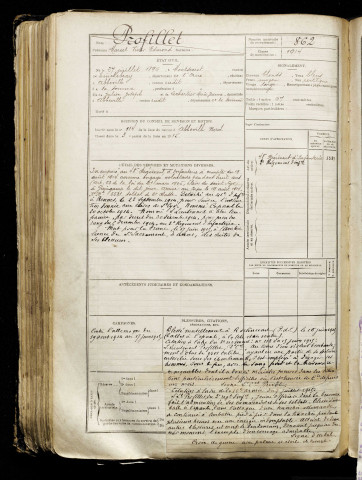 Profillet, Marcel Victor Edmond, né le 27 juillet 1896 à Montsecret (Orne), classe 1916, matricule n° 862, Bureau de recrutement d'Abbeville