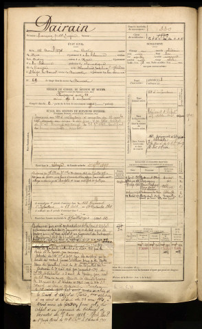 Dairain, François Jean Baptiste Eugène, né le 14 avril 1874 à Crotoy (Le) (Somme), classe 1894, matricule n° 330, Bureau de recrutement d'Abbeville