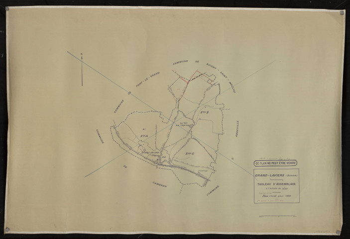 Plan du cadastre rénové - Grand-Laviers : tableau d'assemblage (TA)