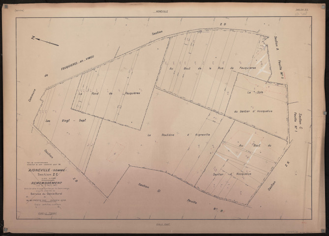 Plan du cadastre rénové - Aigneville : section ZC