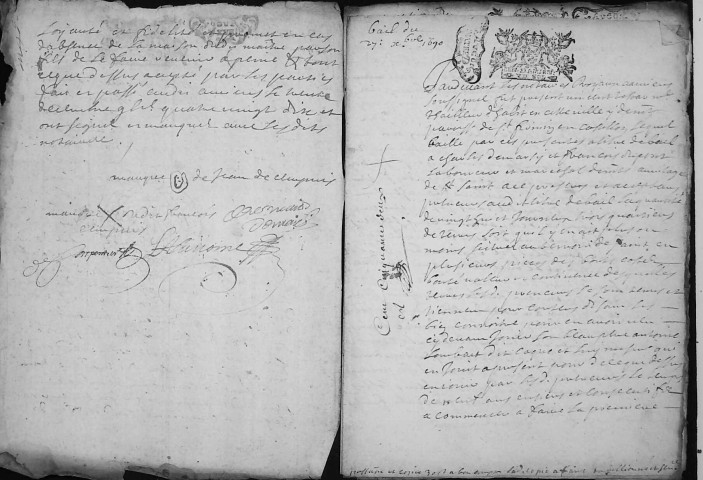 Etude de Me Louis Alavoine à Amiens (étude n°21). Minutes de l'année 1690