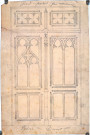 Eglise : dessin du grand portail par l'architecte Delefortrie