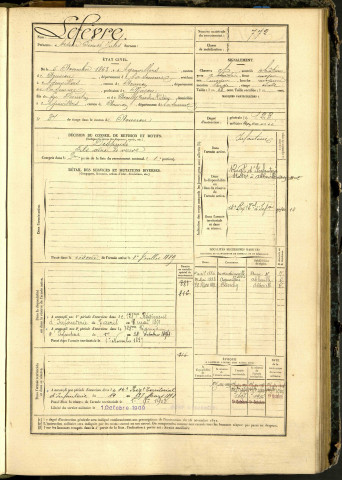 Lefèvre, Arsène Ernest Jules, né le 05 novembre 1863 à Agenvillers (Somme, France), classe 1883, matricule n° 772, Bureau de recrutement d'Abbeville