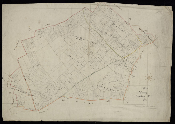 Plan du cadastre napoléonien - Vrely : Chemin de Caix (Le), D