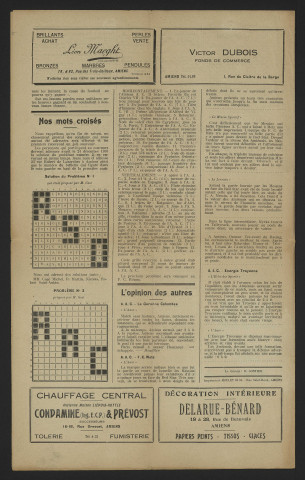 Bulletin mensuel de l'amicale des supporters de l'Amiens Athlétic Club (nouvelle édition) - Saison 1933-1934