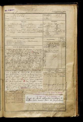 Poiret, Job, né le 08 novembre 1899 à Allery (Somme), classe 1919, matricule n° 975, Bureau de recrutement d'Abbeville