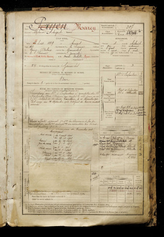 Marcy, Alphonse Auguste, né le 17 août 1879 à Amiens (Somme), classe 1899, matricule n° 307, Bureau de recrutement d'Abbeville