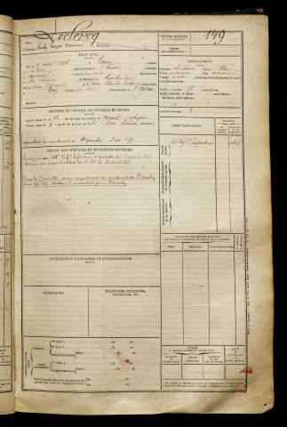 Leclercq, Gaston Georges Maurice, né le 15 mai 1896 à Gouy (Aisne), classe 1916, matricule n° 149, Bureau de recrutement de Péronne