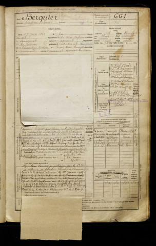 Berquier, Eugène Louis, né le 27 juin 1883 à Eu (Seine-Maritime), classe 1903, matricule n° 661, Bureau de recrutement d'Amiens