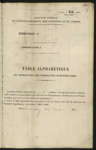 Table alphabétique du répertoire des formalités, de Rainer à Réelle, registre n° 117 (Abbeville)