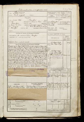 Poirier, Emile Auguste, né le 11 mai 1897 à Beaufort-en-Vallée (Maine-et-Loire), classe 1917, matricule n° 467, Bureau de recrutement de Péronne