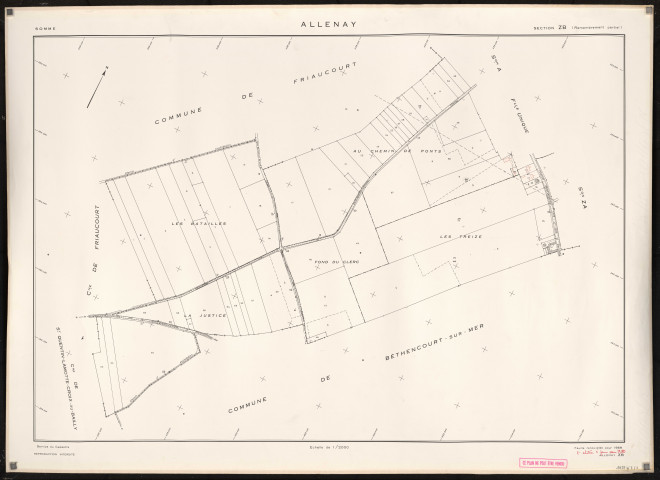 Plan du cadastre rénové - Allenay : section ZB