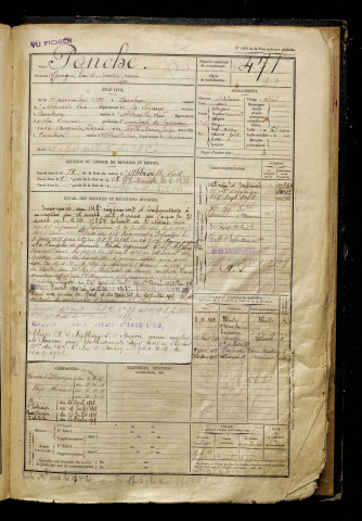 Ponche, Georges Emile Martin, né le 11 novembre 1899 à Cambron (Somme), classe 1919, matricule n° 471, Bureau de recrutement d'Abbeville