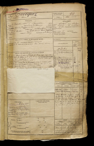 Havequez, Etienne Henri, né le 26 décembre 1898 à Suzanne (Somme), classe 1918, matricule n° 511, Bureau de recrutement de Péronne