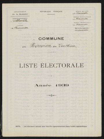 Liste électorale : Nouvion