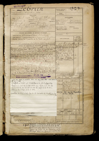 Lebrun, Gaston Augustin, né le 02 avril 1897 à Condé-Folie (Somme), classe 1917, matricule n° 1527, Bureau de recrutement d'Abbeville