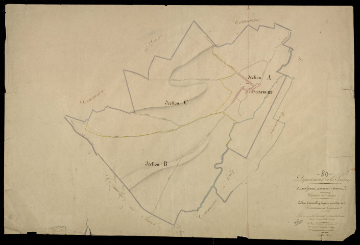 Plan du cadastre napoléonien - Guyencourt-sur-Noye (Guyencourt) : tableau d'assemblage