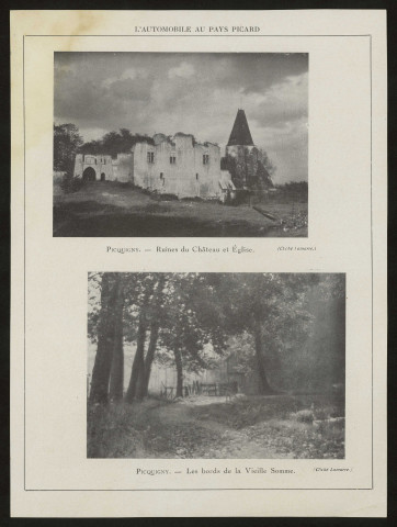 L'automobile au pays picard : vues de l'église et du château de Picquigny