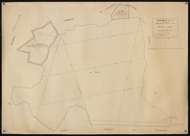 Plan du cadastre rénové - Beaumetz : section A