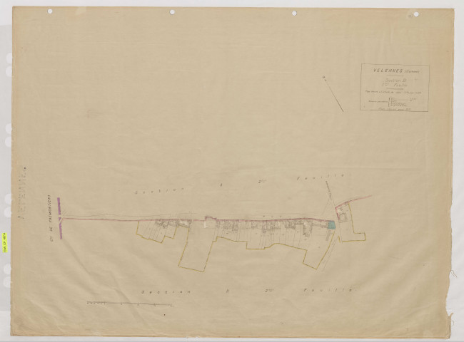 Plan du cadastre rénové - Velennes : section B1