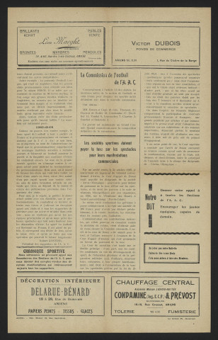 Bulletin mensuel de l'amicale des supporters de l'Amiens Athlétic Club (nouvelle édition) - Saison 1930-1931