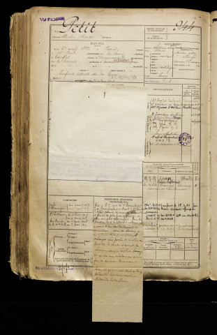 Petit, André Olivier, né le 27 avril 1892 à Paris 14e Arrondissement (Paris), classe 1912, matricule n° 944, Bureau de recrutement d'Abbeville