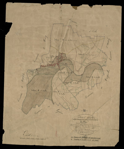 Plan du cadastre napoléonien - Guerbigny : tableau d'assemblage