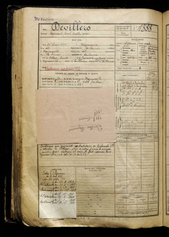 Devillers, Raymond Joseph Emile, né le 26 février 1898 à Moyenneville (Somme), classe 1918, matricule n° 1388, Bureau de recrutement d'Abbeville